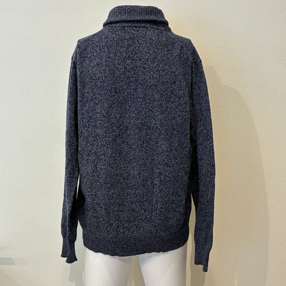 J.Crew Lambswool Blend Fisherman Sweater Mens L Blue Shawl Collar Academia - Picture 4 of 8